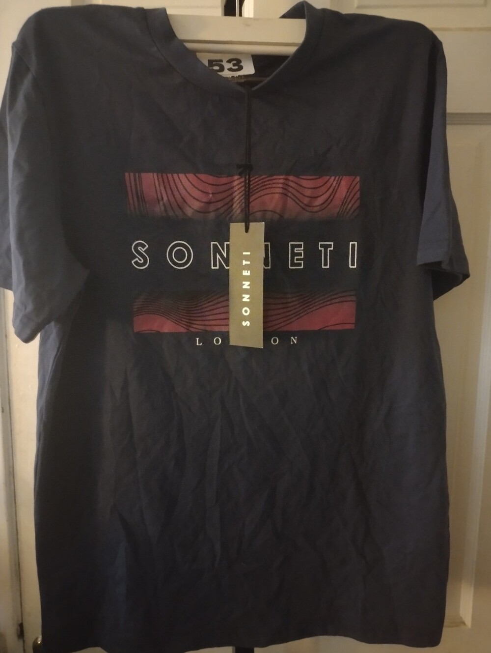 NWT Sonneti London Men's Navy Tee - Purple Accent Medium